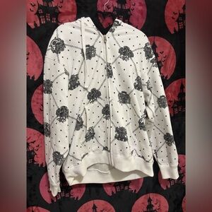 White and Black Patterned Hoodie